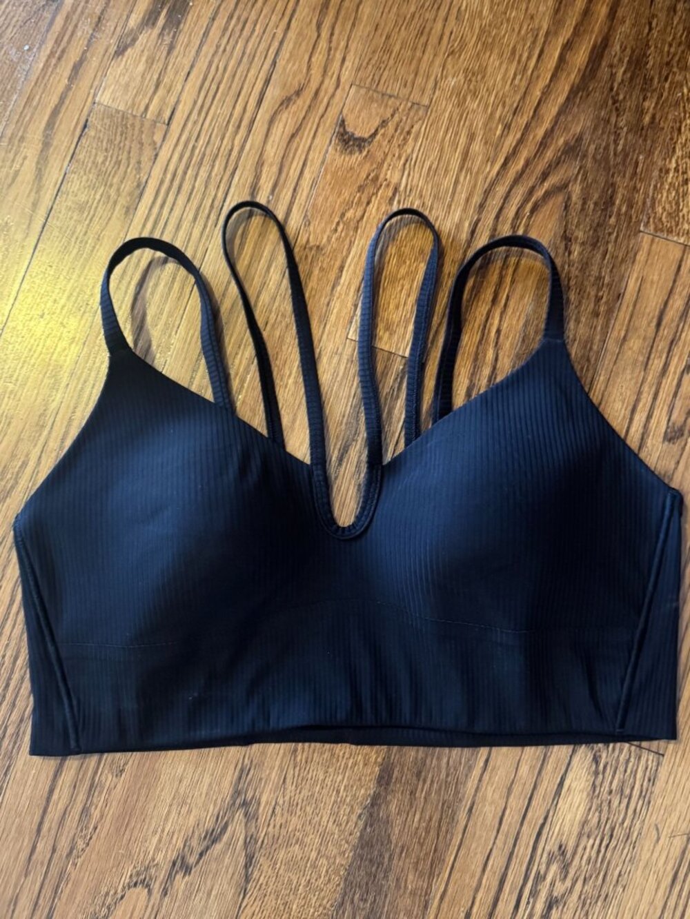 Lululemon Black Ribbed Like a Cloud Longline Bra Size 12